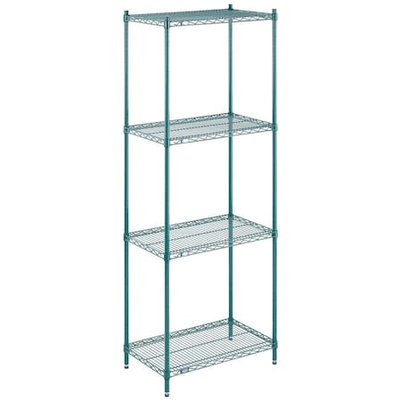Nexel Wire Shelving, Green Epoxy, 30W X 18D X 86H 18308G